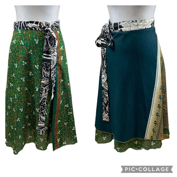 Ladies Reversible Traditional Wrap Midi Length Skirt Size Small-Large - Picture 1 of 15